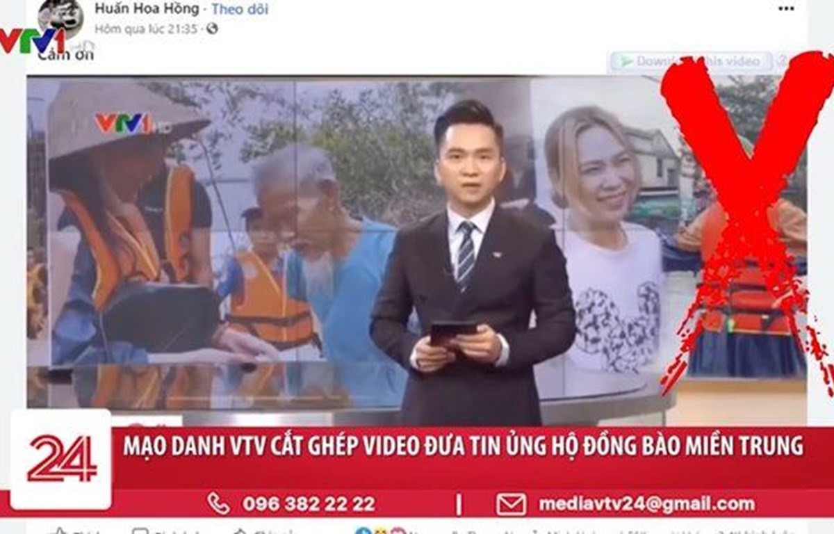 VTV tuyên bố tài khoản Huấn Hoa Hồng đưa tin giả liên quan đến lũ lụt miền Trung. (Ảnh: VTV)