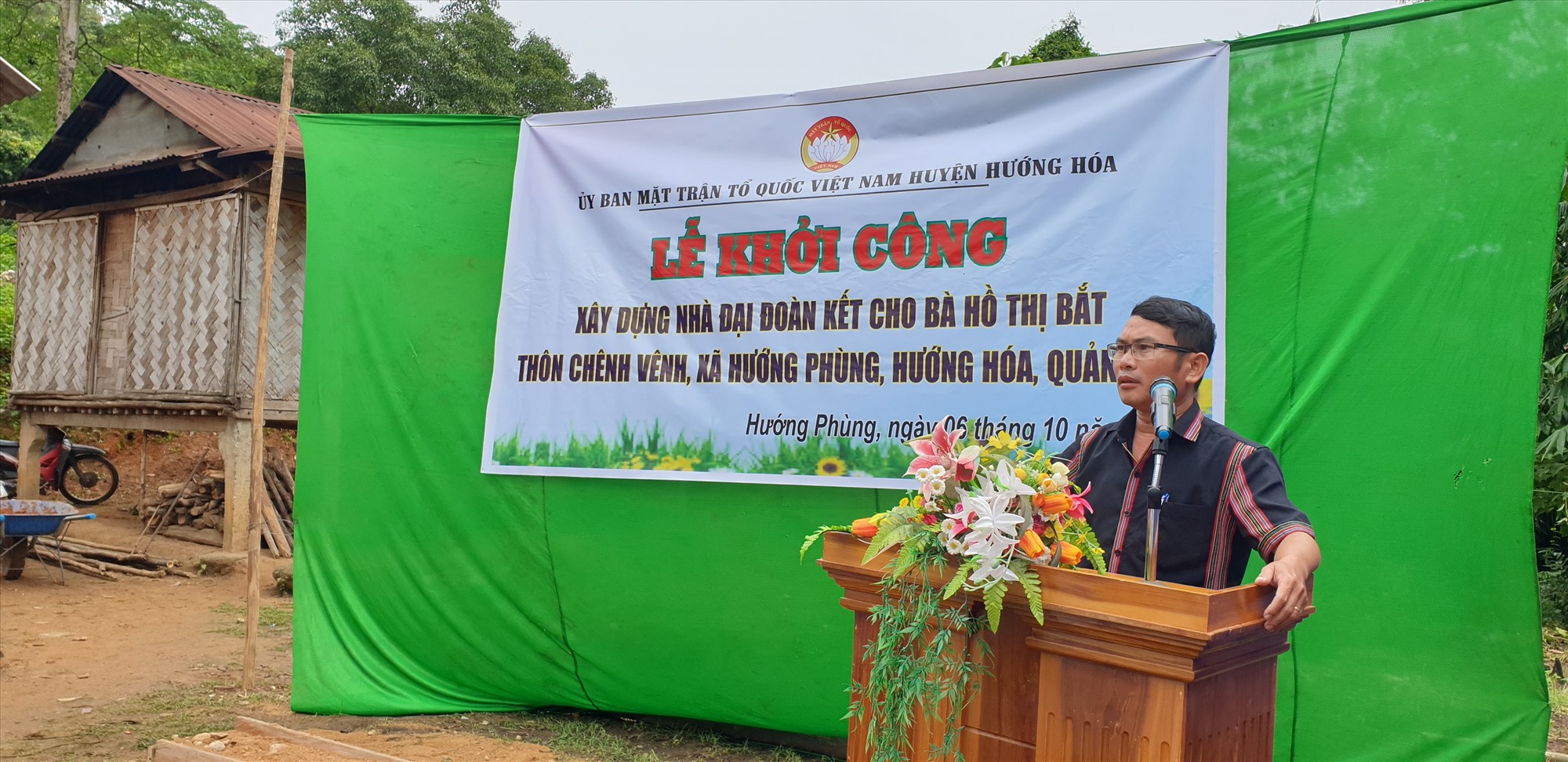 Chủ tịch UBMT TQVN Hồ Ngọc Tình phát biểu tại lễ khởi công