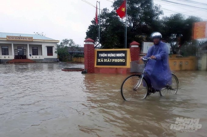 Mưa lớn kết hợp với xả lũ khiến tình trạng ngập lụt tái diễn ở nhiều địa phương tỉnh Quảng Trị. Ảnh: CĐ.