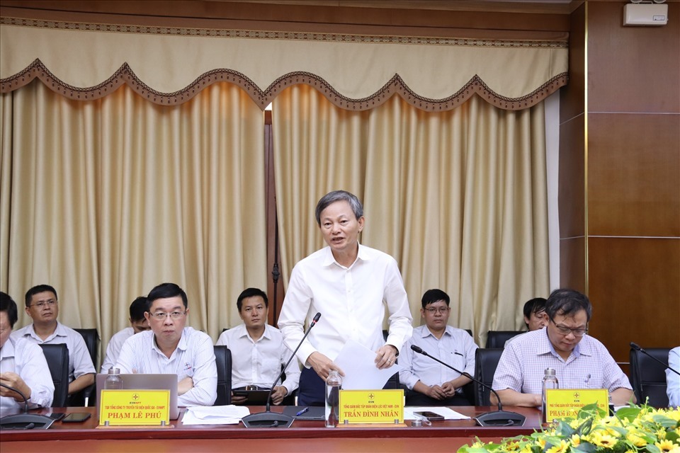 Tổng giám đốc EVN Trần Đình Nhân phát biểu tại buổi làm việc