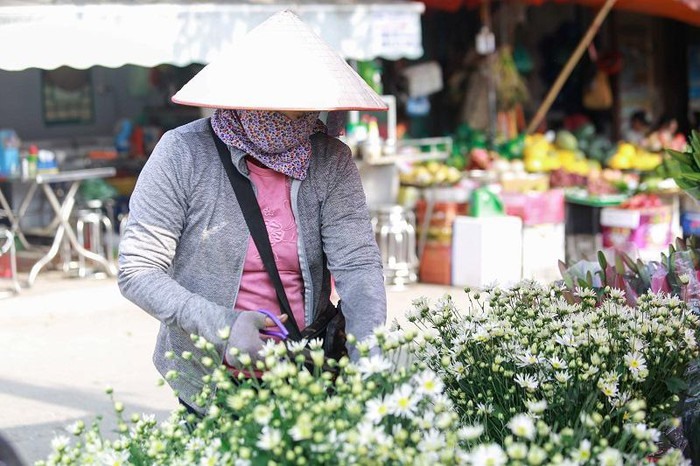 Cúc họa mi tại chợ hoa Quảng Bá, trung bình giá bán từ 30.000 đến 40.000 đồng đối với 1 bó hoa nhỏ.