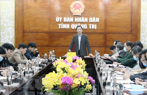 Ông Hoàng Nam, Phó chủ tịch UBND tỉnh Quảng Trị, phát biểu tại buổi họp. (Ảnh: Thanh Thủy/TTXVN)