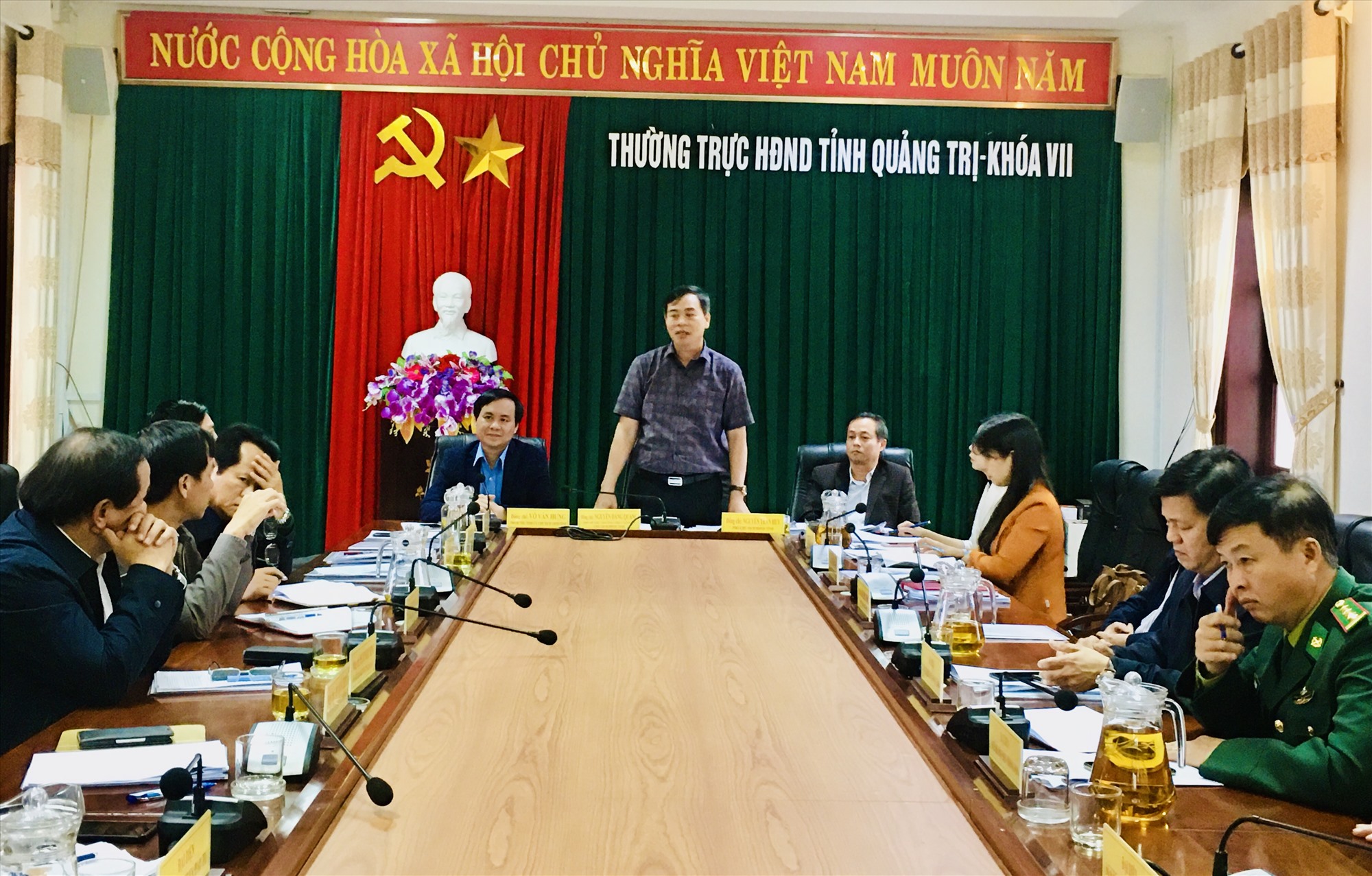 Phó Bí thư Thường trực Tỉnh ủy, Chủ tịch HĐND tỉnh Nguyễn Đăng Quang phát biểu kết luận phiên làm việc - Ảnh: T.T