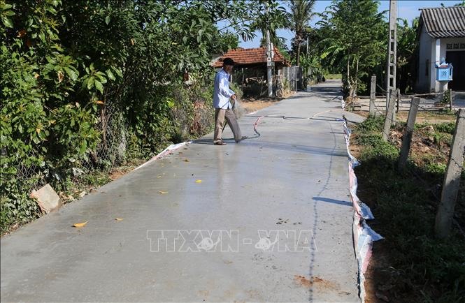 Bê tông hóa giao thông nông thôn ở huyện Cam Lộ. Ảnh: Hồ Cầu/TTXVN