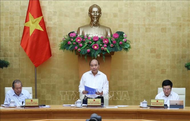 Thủ tướng Nguyễn Xuân Phúc phát biểu tại buổi làm việc chiều 24/6. Ảnh: Thống Nhất/TTXVN