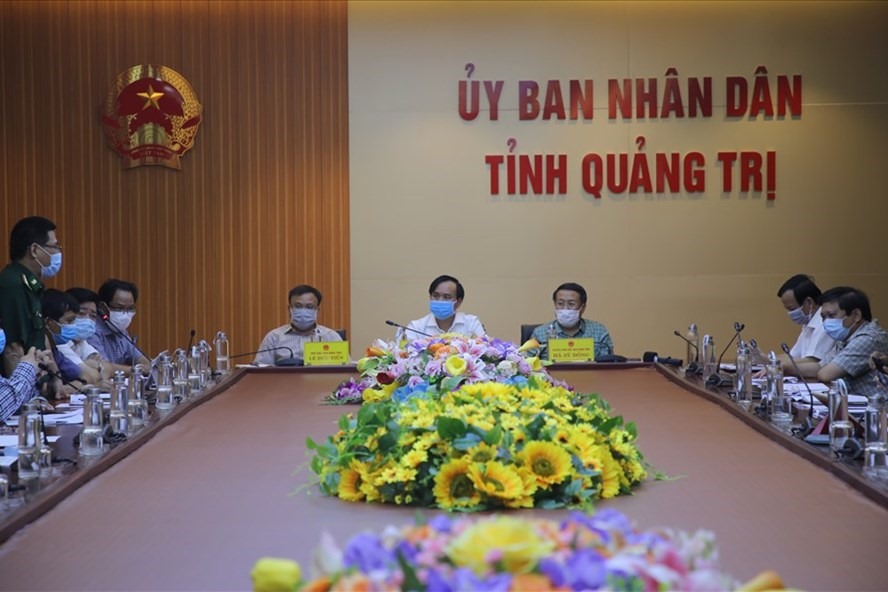 Cuộc họp của Ban chỉ đạo Phòng chống dịch COVID-19 của tỉnh Quảng Trị vào ngày 10.8. Ảnh: Hưng Thơ.