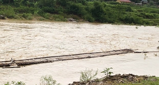 Nhiều hộ dân các bản biên giới của Thanh Hóa bị cô lập do mưa lũ đầu tháng 8/2020. (Ảnh: TTXVN phát)