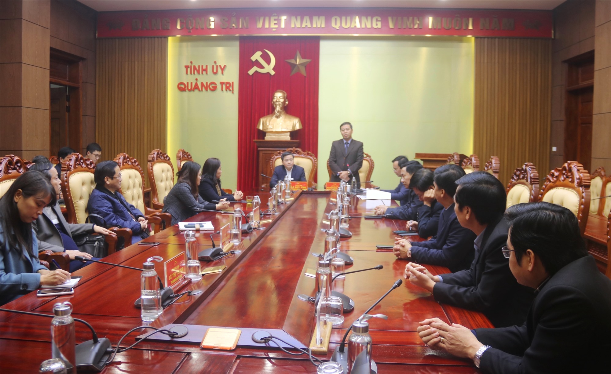 Phó Bí thư Thường trực Tỉnh uỷ Nguyễn Đăng Quang ghi nhận và đánh giá cao sự đóng góp của VietinBank trong các hoạt an sinh xã hội trên địa bàn tỉnh - Ảnh: N.B
