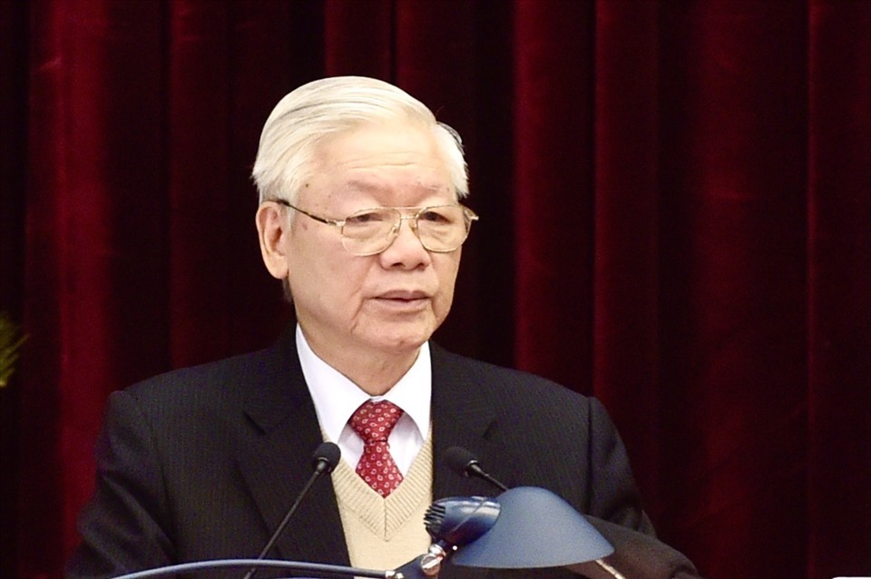 Tổng Bí thư, Chủ tịch Nước Nguyễn Phú Trọng phát biểu khai mạc Hội nghị. Ảnh Nhật Bắc