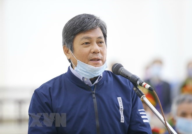 Bị cáo Đào Anh Kiệt (63 tuổi, cựu Giám đốc Sở Tài nguyên và Môi trường Thành phố Hồ Chí Minh) khai báo trước tòa. (Ảnh: Doãn Tấn/TTXVN)