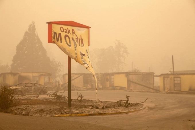 Cảnh hoang tàn đám cháy Beachie Creek ở Gates, bang Oregon (Mỹ) vào ngày 13/9. Ảnh: Getty Images