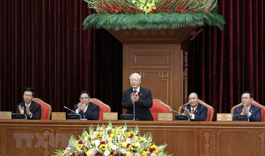 Tổng Bí thư, Chủ tịch nước Nguyễn Phú Trọng phát biểu tại hội nghị. (Ảnh: TTXVN)