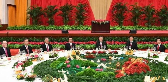 Lãnh đạo Trung Quốc tại tiệc chiêu đãi. (Nguồn: Tân Hoa xã)