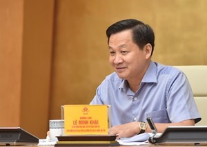 Phó Thủ tướng Lê Minh Khái cho biết kế hoạch phục hồi và phát triển kinh tế đang được khẩn trương xây dựng. Ảnh: VGP/Nhật Bắc