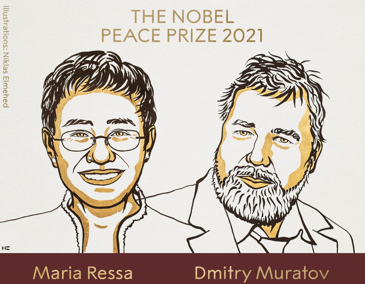 Hai nhà báo đoạt Giải Nobel Hòa bình 2021. Nguồn: nobelprizer.org