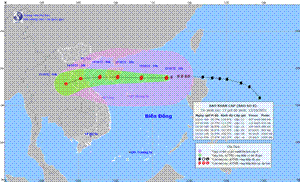 Hình ảnh hướng di chuyển của bão số 8 - Ảnh: Trung tâm Dự báo Khí tượng thủy văn Quốc gia