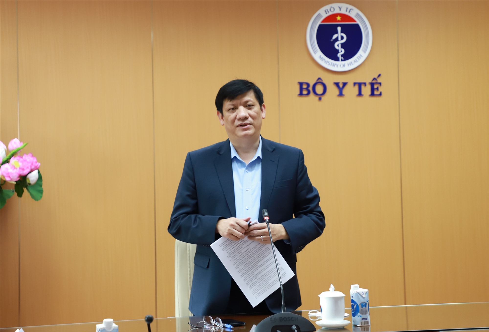 GS.TS.Nguyễn Thanh Long, Ủy viên Ban chấp hành Trung ương Đảng, Bộ trưởng Bộ Y tế phát biểu tại Hội nghị