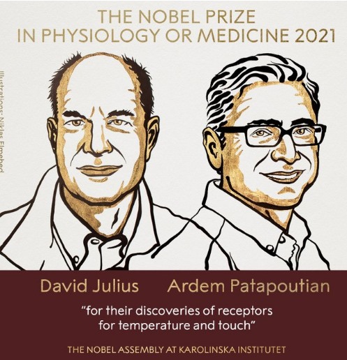 Đồng chủ nhân của giải Nobel Y học 2021: Ông David Julis và ông Ardem Patapoutian. Ảnh: Nobel Prize
