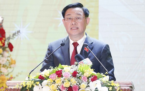 Chủ tịch Quốc hội Vương Đình Huệ đọc diễn văn tại Lễ kỷ niệm.