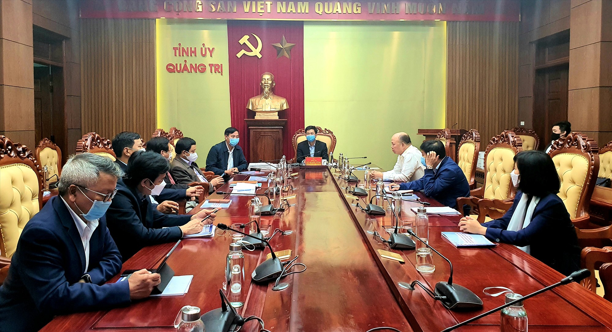 Bí thư Tỉnh ủy Lê Quang Tùng kết luận cuộc họp- Ảnh: T.T