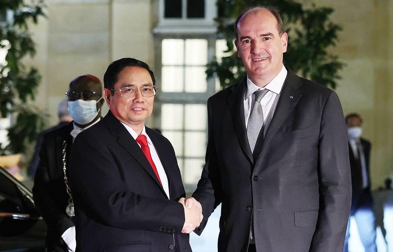 Thủ tướng Phạm Minh Chính và Thủ tướng Pháp Jean Castex, Ảnh: TTXVN