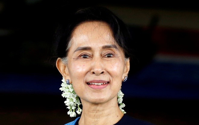 Nhà lãnh đạo Myanmar, bà Aung San Suu Kyi, bị bắt ngày 1/2. Ảnh: Reuters.