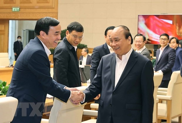 Thủ tướng Nguyễn Xuân Phúc với các đại biểu dự họp. (Ảnh: Thống Nhất/TTXVN)