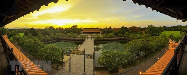 Điện Thái Hoà nằm trong khu vực Đại Nội của kinh thành Huế, được xây dựng vào năm 1805 thời vua Gia Long. (Ảnh: Minh Đức/TTXVN)