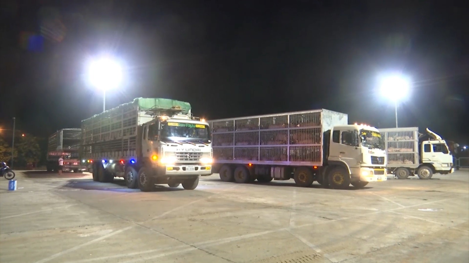 Phương tiện vận tải chờ làm thủ tục kiểm tra tại Cửa khẩu Quốc tế Lao Bảo