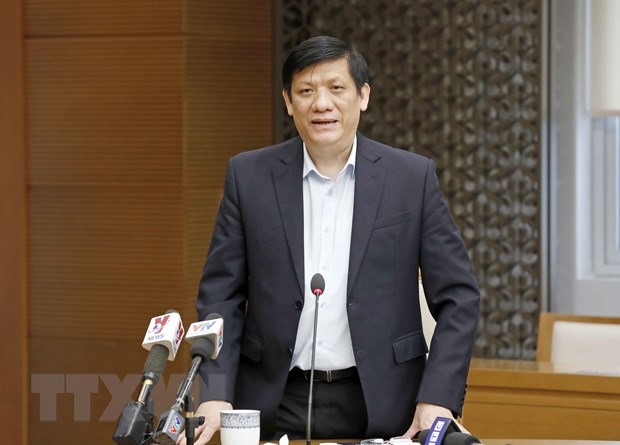 Bộ trưởng Bộ Ỵ tế Nguyễn Thanh Long phát biểu tại cuộc họp sáng 5/3. (Ảnh: Doãn Tấn/TTXVN)