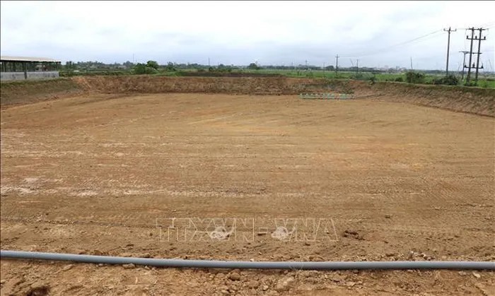 Ao nuôi thủy sản ở huyện Triệu Phong vừa được cải tạo, chuẩn bị thả nuôi.