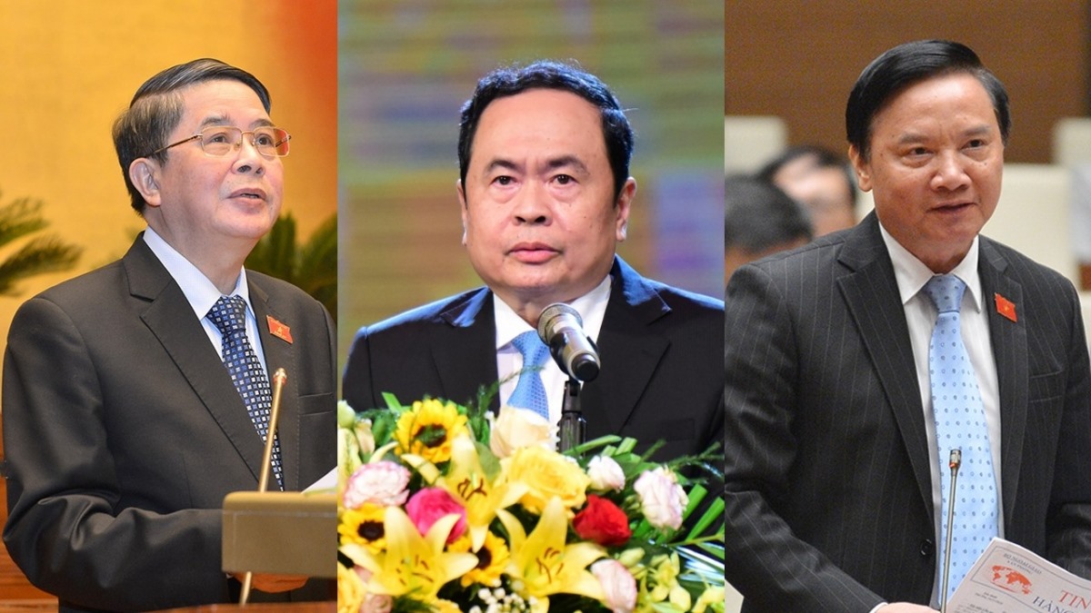 Các ông: Nguyễn Đức Hải, Trần Thanh Mẫn, Nguyễn Khắc Định (từ trái qua) được giới thiệu để bầu giữ chức Phó Chủ tịch Quốc hội khoá XIV.