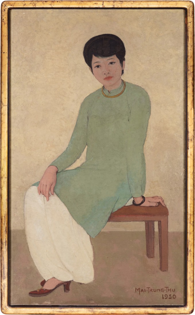 Bức “Portrait of Mademoiselle Phuong” (Chân dung cô Phương) của Mai Trung Thứ vừa trở thành tác phẩm hội họa đắt nhất của mỹ thuật Việt khi đạt 3,1 triệu USD trong phiên đấu giá tại Hong Kong chiều 18/4. Tác phẩm sơn dầu được Mai Trung Thứ sáng tác năm 1930, kích thước 135,5 x 80cm, khi ông đang là giáo viên dạy vẽ tại trường Lycée Francais de Hue (Trung học Pháp tại Huế).