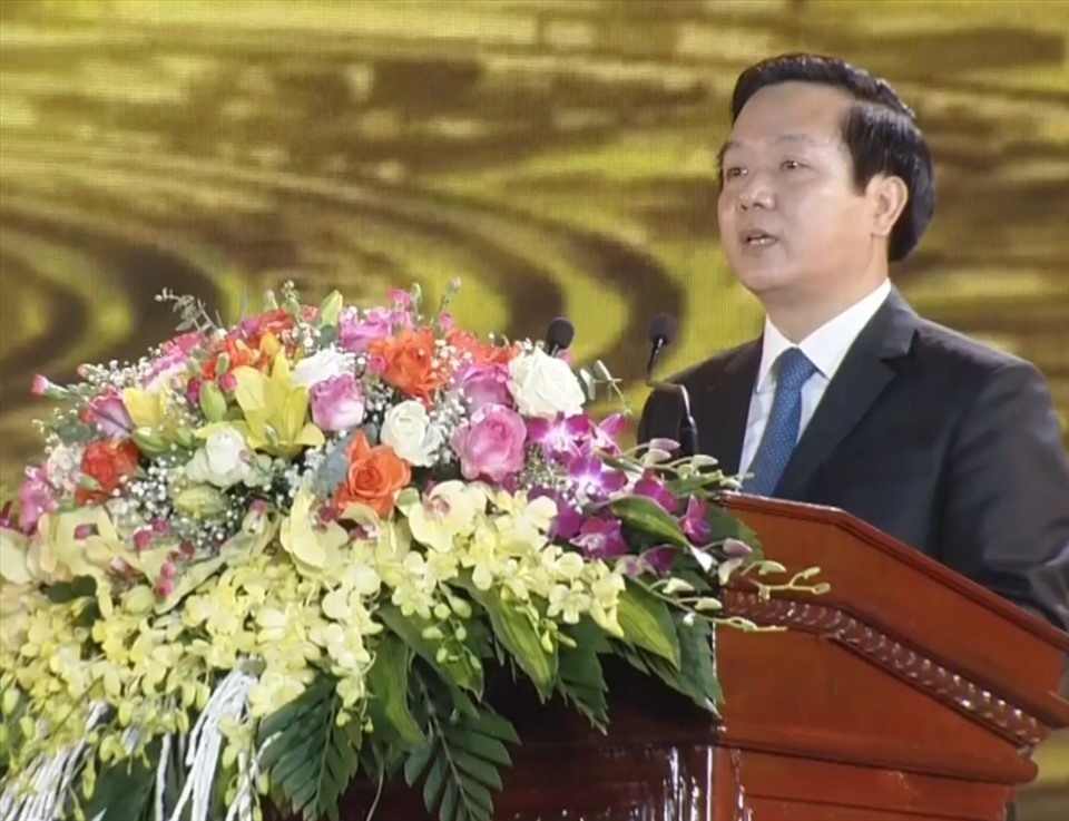 Ông Phạm Quang Ngọc - Chủ tịch UBND tỉnh Ninh Bình - phát biểu khai mạc Năm Du lịch Quốc gia 2021. Ảnh: NT