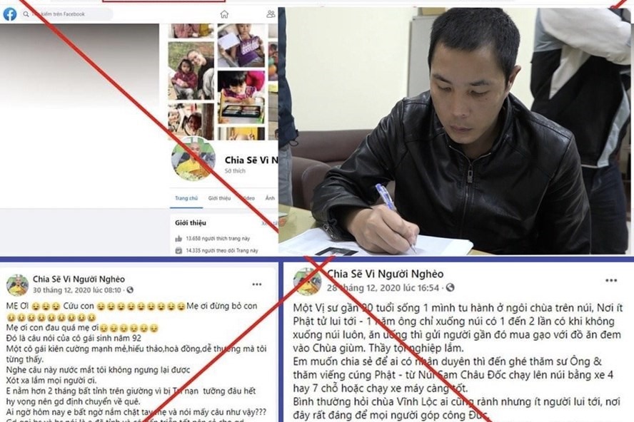 Đối tượng Đào Bá Lộc, 27 tuổi, cùng hai đồng phạm tạo Fanpage Chia sẻ vì người nghèo dụ các nhà hảo tâm ủng hộ tiền để chiếm đoạt hơn 600 triệu đồng. Ảnh CQCA