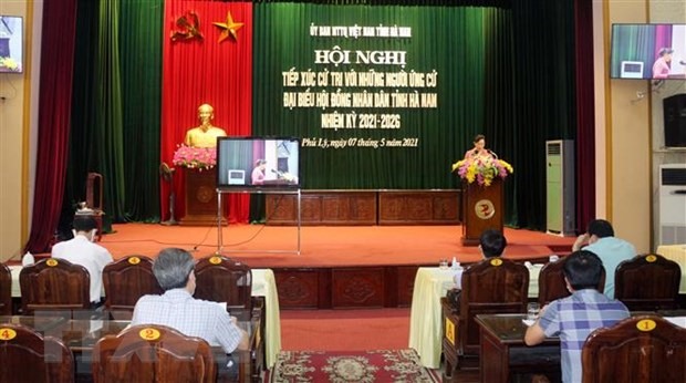 Hà Nam tổ chức Hội nghị tiếp xúc cử tri với những người ứng cử đại biểu Quốc hội. (Ảnh: Đại Nghĩa/TTXVN)
