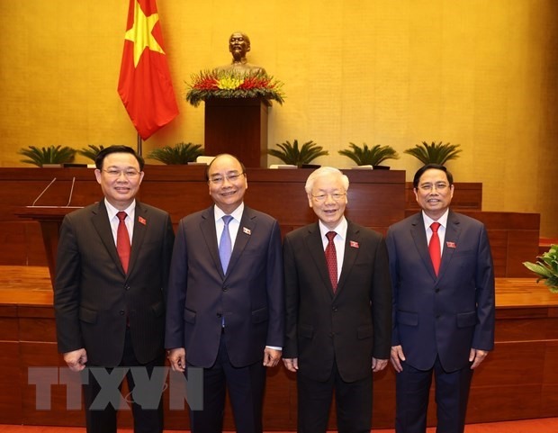Các đồng chí lãnh đạo Đảng, Nhà nước Việt Nam. (Ảnh: Trí Dũng/TTXVN)