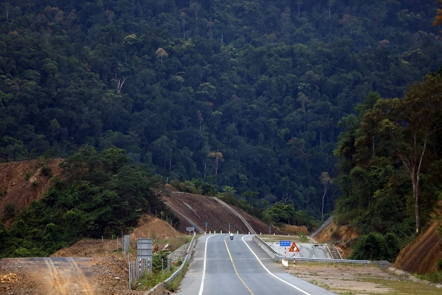 Tuyến đường có 11km đi qua rừng quốc gia Bạch Mã (Thừa Thiên-Huế). (Ảnh: Huy Hùng/TTXVN)