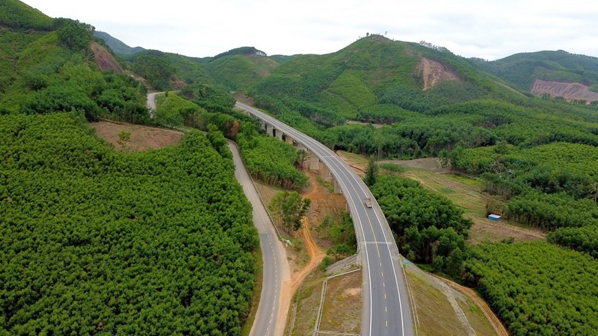 Con đường xuyên qua những tán rừng xanh ngút ngàn của vườn quốc gia Bạch Mã.  (Ảnh: Huy Hùng/TTXVN)