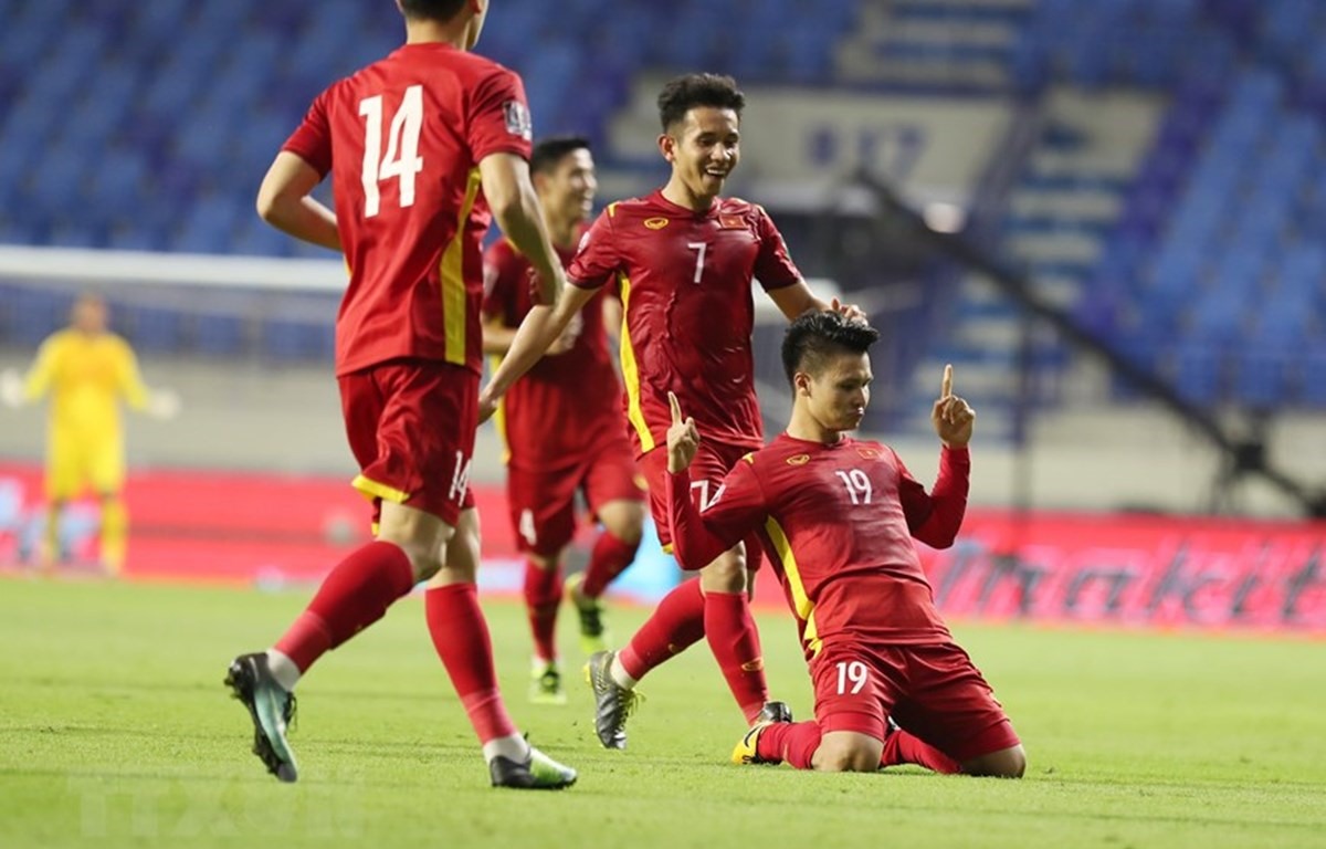 Đội tuyển Việt Nam nhiều khả năng giành vé đi tiếp tại vòng loại World Cup 2022. (Ảnh: TTXVN)