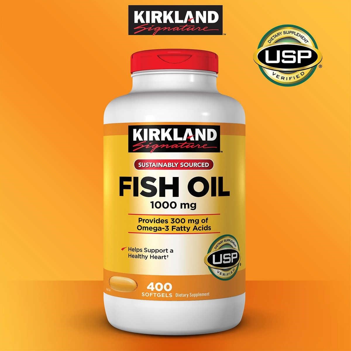 Dầu cá Kirkland Fish Oil 1000mg được bào chế từ mô của những loài cá như cá thu, cá hồi, cá ngừ, cá mòi của vùng đại dương sâu nước lạnh …