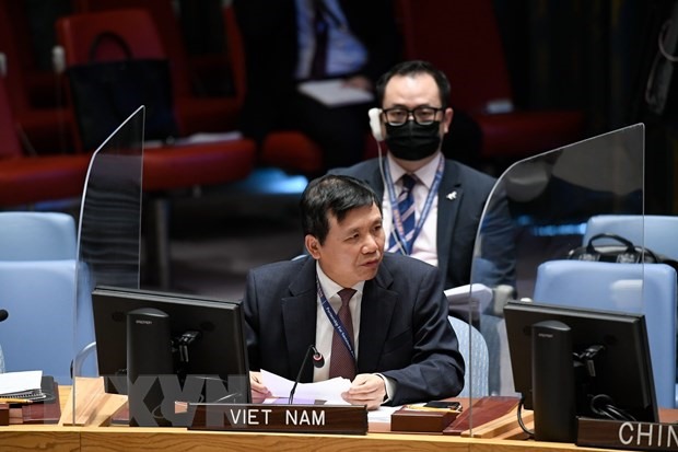 Đại sứ, Trưởng phái đoàn Việt Nam Đặng Đình Quý tại phiên họp. (Ảnh: Khắc Hiếu/TTXVN)