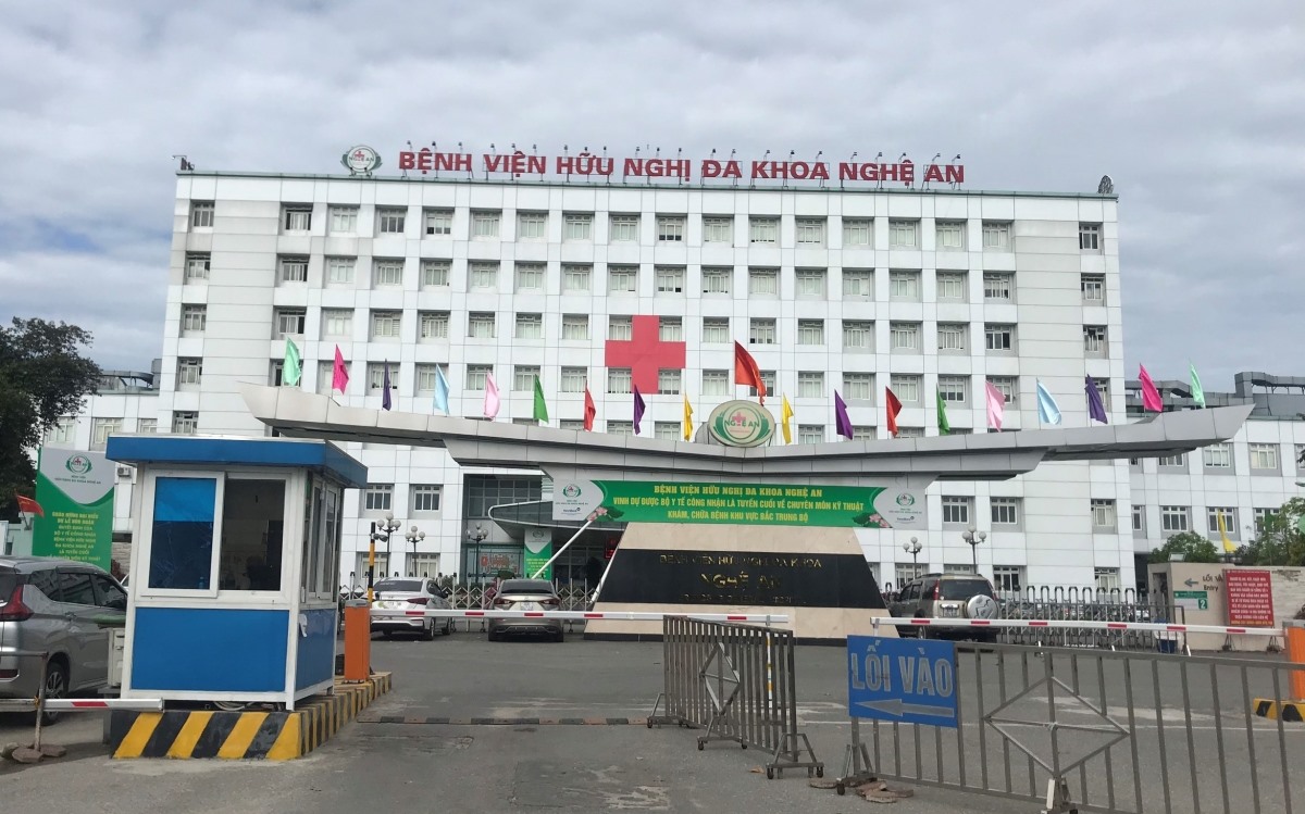 Bệnh viện Hữu nghị đa khoa Nghệ An nơi người đàn ông được phát hiện dương tính với SARS-CoV-2.