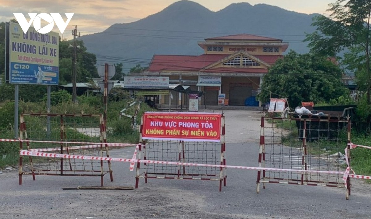Khu vực chợ Lộc Thủy, huyện Phú Lộc, tỉnh Thừa Thiên Huế bị phong tỏa.