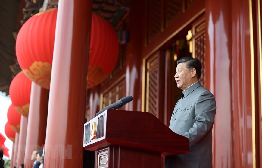 Tổng Bí thư Tập Cận Bình có bài phát biểu quan trọng, nêu bật những thành tựu trong thế kỷ qua của Đảng Cộng sản Trung Quốc. (Ảnh: THX/TTXVN)