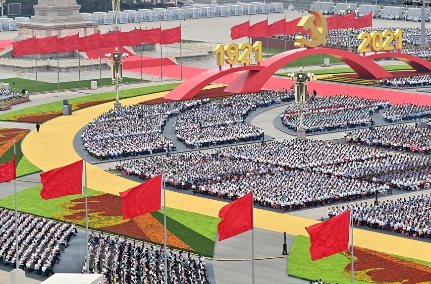 Lễ kỷ niệm 100 năm thành lập Đảng Cộng sản Trung Quốc ở Bắc Kinh, ngày 1/7/2021. (Ảnh: THX/TTXVN)