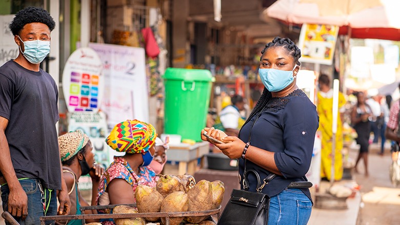 Một khu chợ bày bán lương thực, thực phẩm điển hình ở châu Phi. Ảnh: Shutterstock