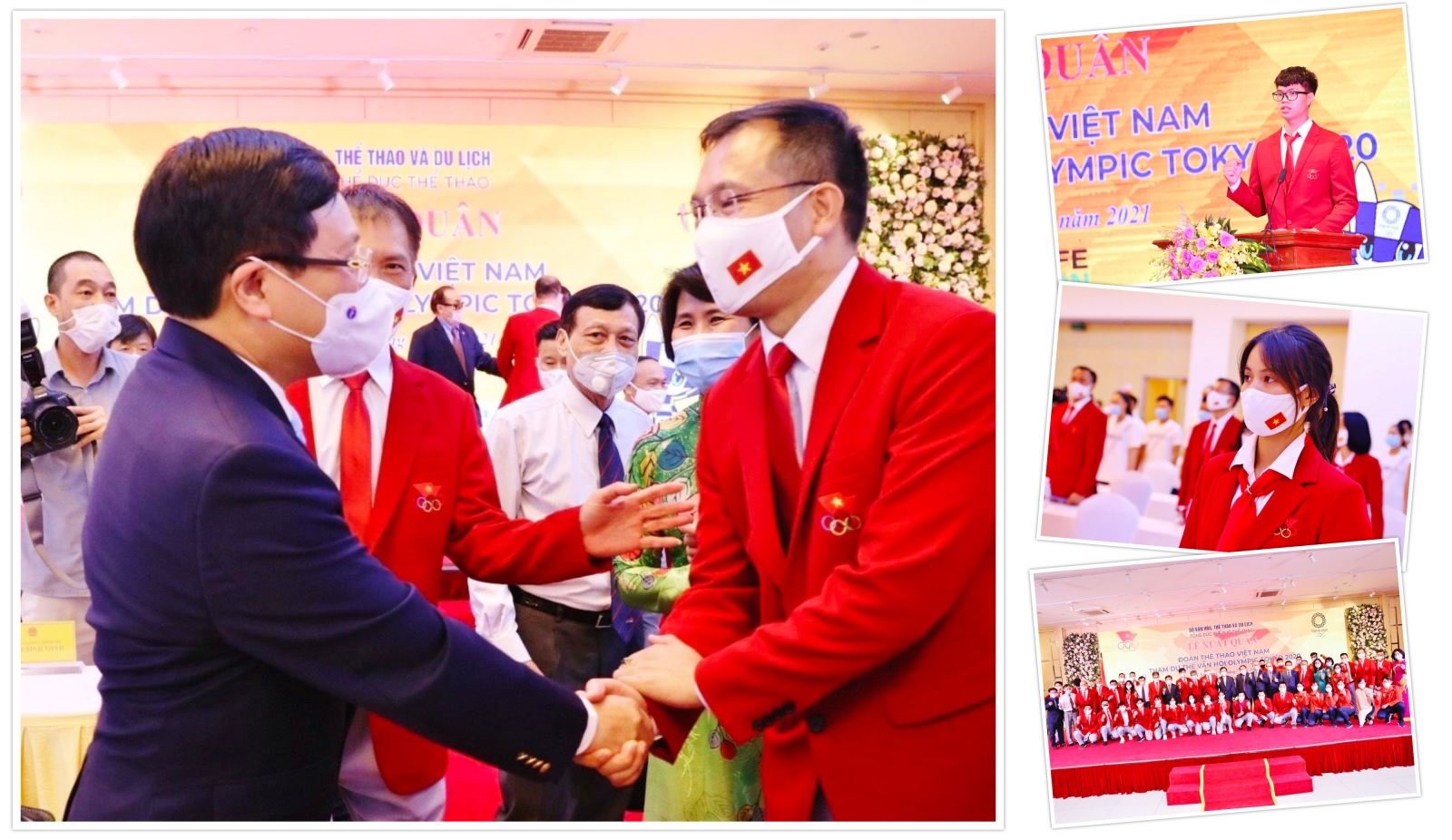 Phó Thủ tướng Phạm Bình Minh trao cờ Tổ quốc, truyền cả niềm tin tưởng và quyết tâm cho Đoàn Thể thao Việt Nam tham dự Olympic Tokyo 2020.