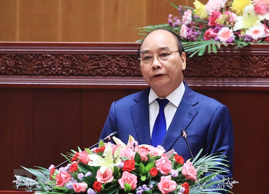 Chủ tịch nước Nguyễn Xuân Phúc phát biểu tại buổi lễ. (Ảnh: Thống Nhất/TTXVN)