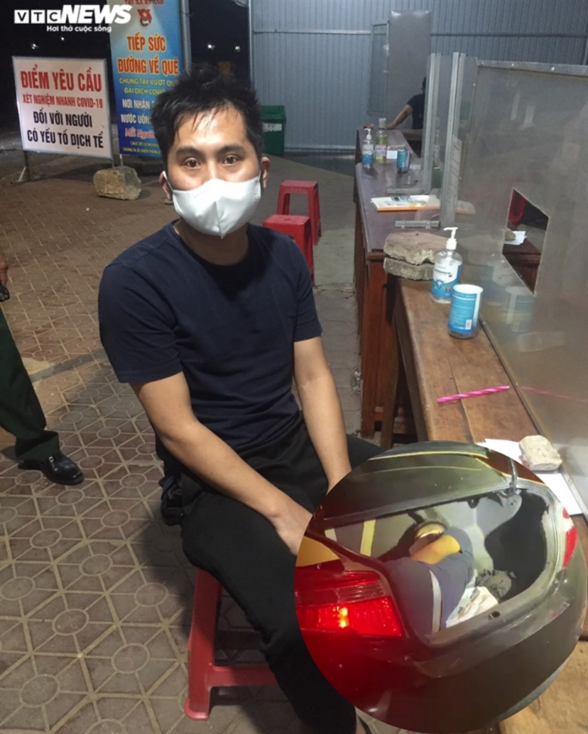 Người đàn ông Trung Quốc trốn trong cốp xe hòng thông chốt kiểm dịch bị lực lượng chức năng phát hiện